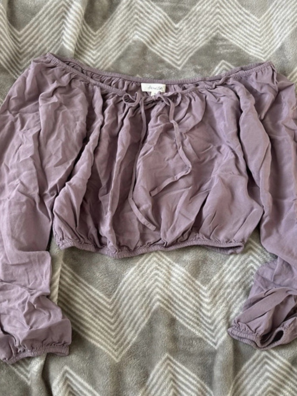 Active USA Lavender Off-Shoulder Crop Top